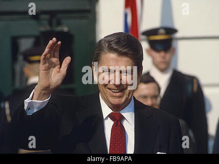 Washington DC., USA, 7 février 1985, le président Ronald Reagan portrait. Credit : Mark Reinstein Banque D'Images