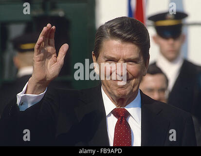 Washington DC., USA, 7 février 1985, le président Ronald Reagan portrait. Credit : Mark Reinstein Banque D'Images