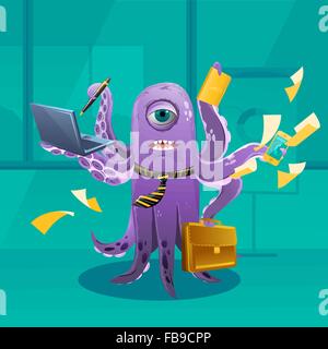 Cartoon Octopus Moster comme un patron Illustration de Vecteur