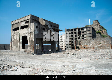 Des bâtiments abandonnés dans Hashima, Japon Banque D'Images