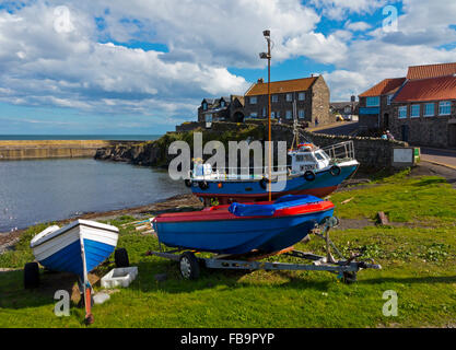 Bateau de pêche dans le port de Craster un petit port de la côte de Northumberland, dans le nord-est de l'Angleterre célèbre pour son poisson Banque D'Images