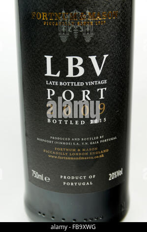 Bouteille de Fortnum and Mason Late Bottled Vintage Port du vin. Banque D'Images