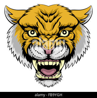 Une illustration d'un puissant moyen bobacat wildcat mountain lion visage animal Banque D'Images
