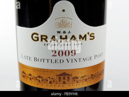 Bouteille de Graham's Late Bottled Vintage Port du vin. Banque D'Images