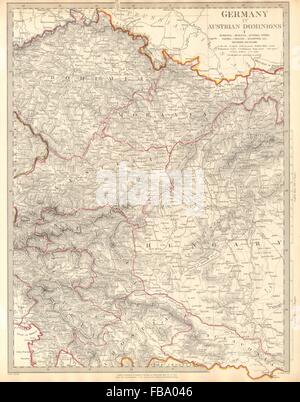 La Bohême Moravie DOMINION AUTRICHIEN.L'Illyrie Styrie Croatie Hongrie.SDUK, 1844 map Banque D'Images