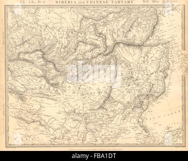 La Sibérie ET TARTARIE chinoise. La Mongolie Mandchourie Corée Chine. SDUK, 1844 map Banque D'Images