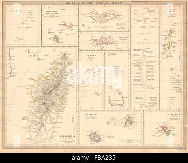 De l'OCÉAN INDIEN. Madagascar Maldives Maurice Réunion Seychelles. SDUK, 1844 map Banque D'Images