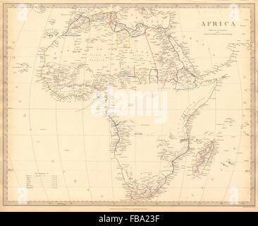 Carte de l'Afrique d'avant beaucoup d'exploration. Montagnes de Kong.Population.SDUK 1844 Banque D'Images