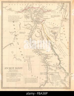 L'EGYPTE ANCIENNE. Vallée du Nil. Contour original couleur. SDUK, 1844 carte antique Banque D'Images