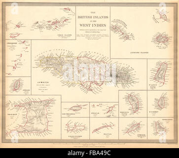 BRITISH West Indies. La Jamaïque Antilles Iles Vierges Îles Caïmans. SDUK, 1844 map Banque D'Images