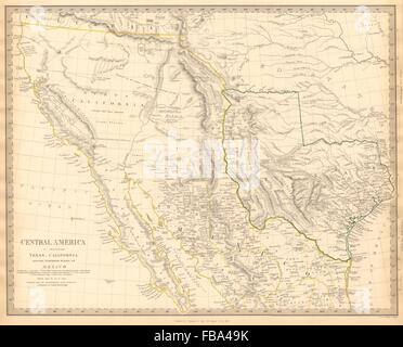 SOUTH WESTERN USA.montrant République du Texas et de la Californie mexicaine.SDUK, 1844 map Banque D'Images