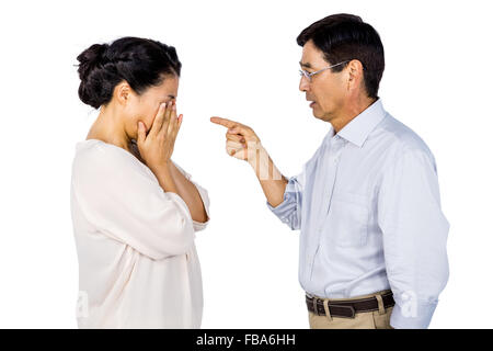 Older asian couple having an argument Banque D'Images