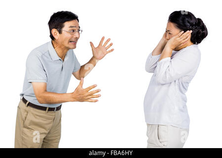 Older asian couple having an argument Banque D'Images