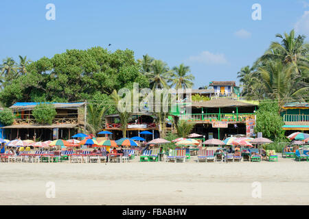 Cafés de plage sur Arambol beach, North Goa, Inde Banque D'Images