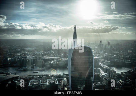 Vue sur la ville de Londres, le Shard et talkie walkie Banque D'Images
