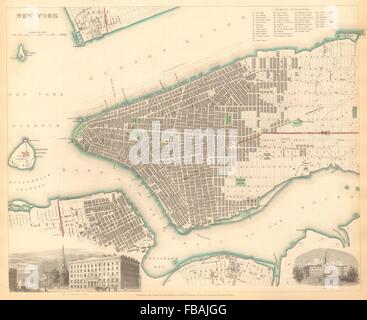 La VILLE DE NEW YORK. Ville antique plan de ville plan. Manhattan Brooklyn New Jersey. 1844 SDUK Banque D'Images