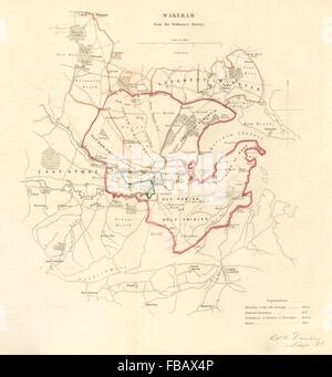 WAREHAM borough/plan de la ville. La LOI SUR LA RÉFORME. Château de Corfe. Le Dorset. DAWSON, 1832 map Banque D'Images