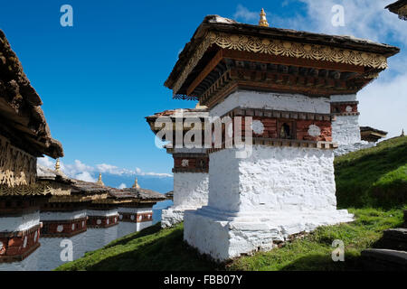 Le Druk Wangyal Stupas, Dochula Pass, au Bhoutan. Banque D'Images