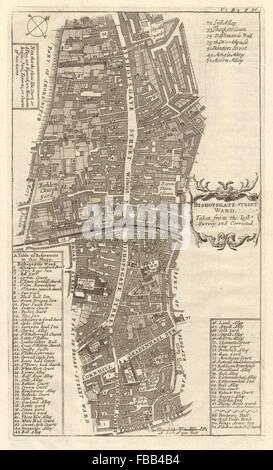 'Bishopsgate Street Ward'. Spitalfields. Ville de Londres. STOW/STRYPE, 1720 map Banque D'Images