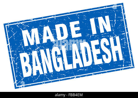Le Bangladesh blue square grunge made in stamp Banque D'Images