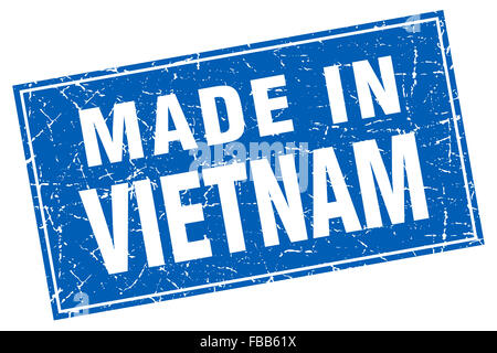 Vietnam blue square grunge made in stamp Banque D'Images