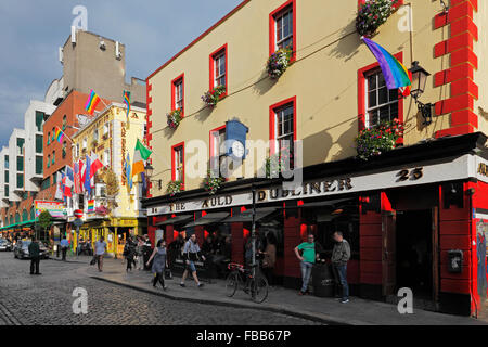 L'Auld Dubliner 25, un bar et restaurant musique traditionnelle dans la flotte street à Dublin, Irlande Banque D'Images