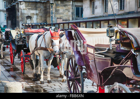 En attendant les voitures passagers, Stefansplatz, Vienne, Autriche Banque D'Images