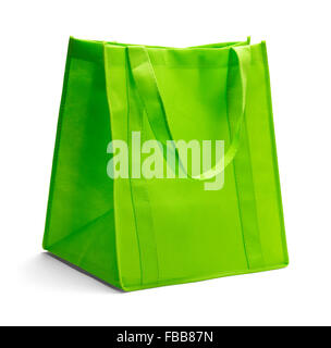 Sac shopping en tissu vert isolé sur un fond blanc. Banque D'Images