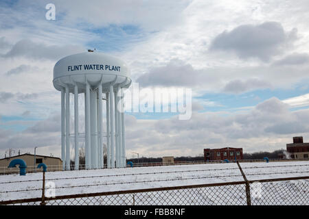 Flint, Michigan - Flint's usine de traitement de l'eau. Banque D'Images