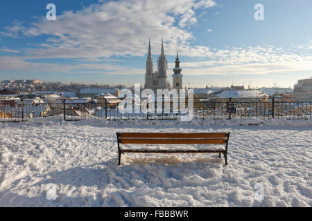 Vue panoramique de l'hiver à Zagreb Banque D'Images