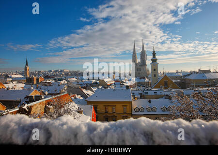 Vue panoramique de l'hiver à Zagreb Banque D'Images