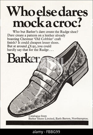 Vintage Original advert à partir de 1970. Annonce de la publicité 1971 Barker chaussures de Northampton. Banque D'Images