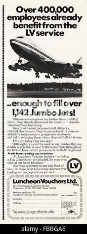 Vintage Original advert à partir de 1970. Publicité de 1971 Titres Restaurant publicité. Banque D'Images