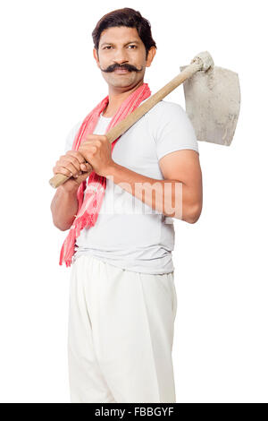 1 Les agriculteurs ruraux indiens man Holding Spade Banque D'Images