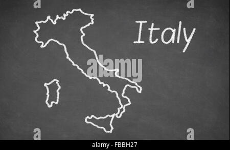 Italie carte dessinée on chalkboard Banque D'Images