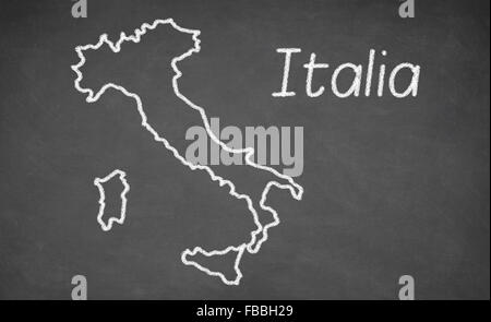 Italie carte dessinée on chalkboard Banque D'Images