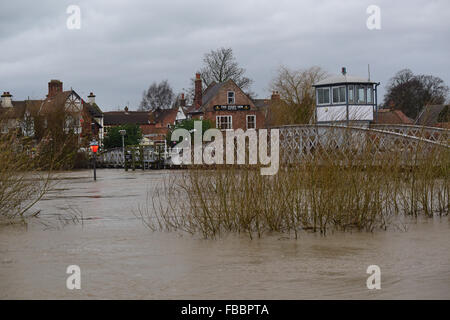 Cawood Bridge, Yorkshire, UK. Déc 30, 2015 cawoood yorkshire pont inondé après la rivière Ouse éclater ses banques Banque D'Images