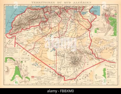 L'Algérie française. Territoires sud algerien. Béni-Abbès Touggourt Dans Salah 1938 map Banque D'Images