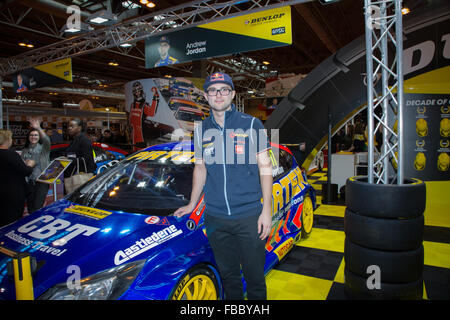 Birmingham, UK. 14 Jan, 2016. Andrew Jordan avec sa Honda civic de la Dunlop BTCC Crédit : Steven re/Alamy Live News Banque D'Images