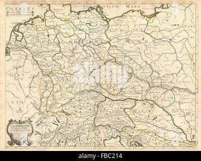 'La Germanie en moyens peuples' par Nicolas Sanson. L'Europe centrale, 1651 map Banque D'Images