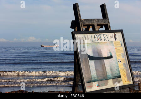 Le Lowry trail.Berwick-upon-Tweed.Spittal Beach. Le cargo Victress retour à la masse. Banque D'Images