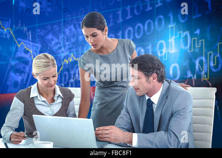 Image composite de business people using laptop Banque D'Images