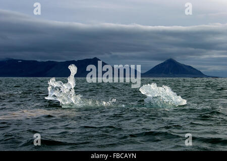 La fonte banquise dérive dans Burgerbukta, Bay, dans le nord de fjord Hornsund, Svalbard, Spitzberg, Norvège Banque D'Images