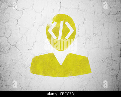 Concept de base de données : Programmeur sur wall background Banque D'Images