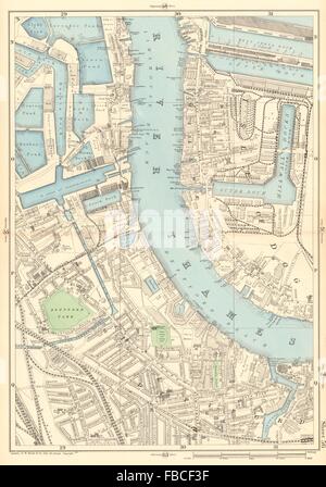 DEPTFORD MILLWALL Surrey & West India Docks Isle of Dogs Canary Wharf, 1903 map Banque D'Images