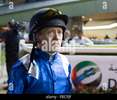 Dubaï, Émirats arabes unis. 14 Jan, 2016. Richard Mullen rides Tiz maintenant Tiz puis de gagner la course d'ouverture de la deuxième réunion de la Dubai World Cup Carnival à Meydan Crédit : Tom Morgan/Alamy Live News Banque D'Images