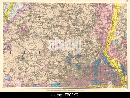 Sw London Westminster géologique Islington Brent Ealing Camden.BACON, 1903 map Banque D'Images