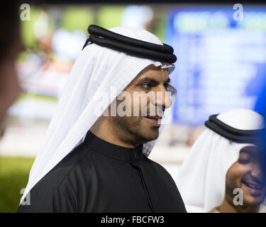 Dubaï, Émirats arabes unis. 14 Jan, 2016. Trainer Saeed bin Suroor durung la 2ème réunion de la Dubai World Cup Carnival Crédit : Tom Morgan/Alamy Live News Banque D'Images