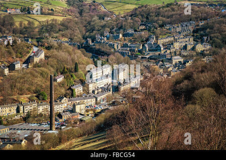 Avis de Hebden Bridge pris dans Horsehold. Banque D'Images