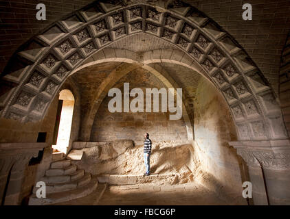 L'église San Salvador, crypt, Gallipienzo, Navarre. Espagne Banque D'Images